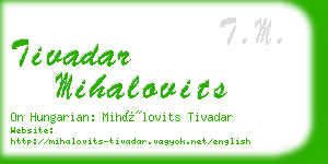 tivadar mihalovits business card